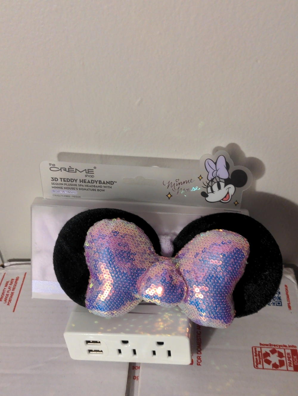 The Crème Shop Minnie Mouse 3D Teddy Headband - Iridescent Pink Bow